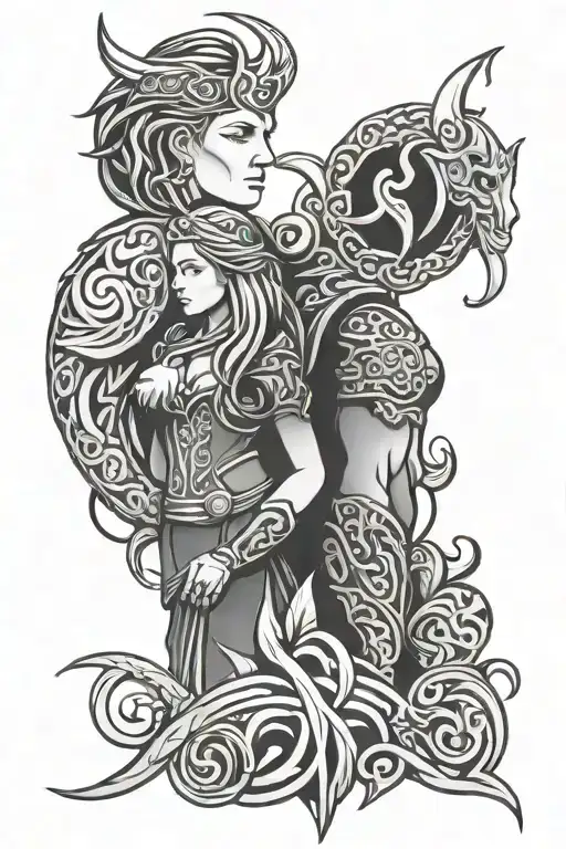 Viking Mother And Son Symbol