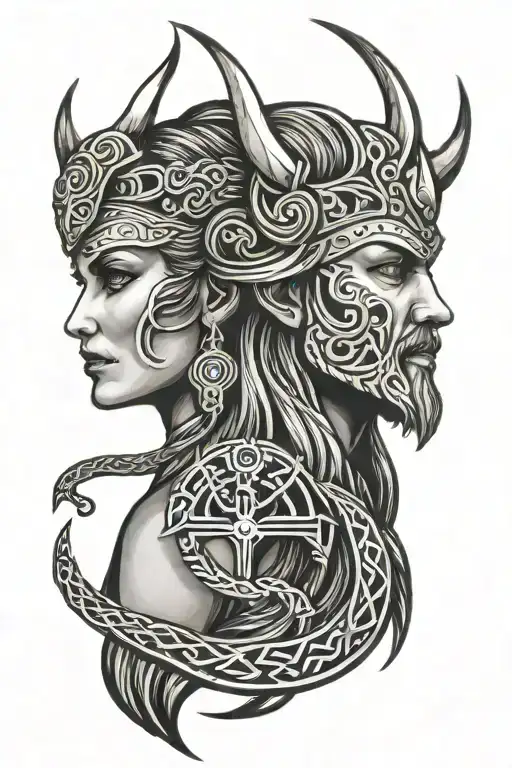 Viking Mother And Son Symbol