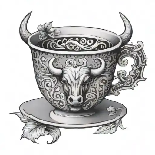 Tea Cup With Bull Horns