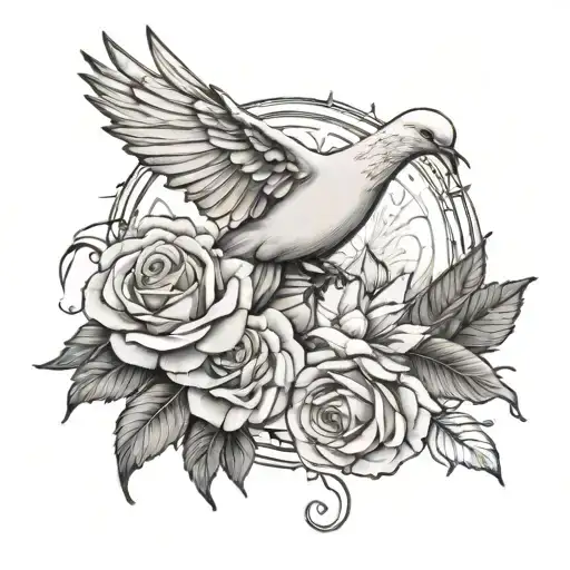 Dove And Roses Growing
