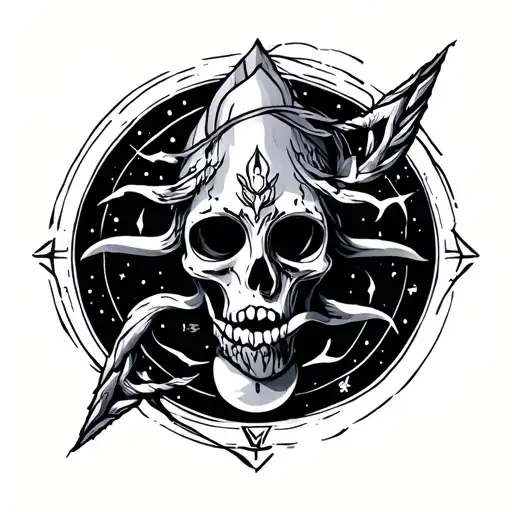 Tartot Card With Aquarius Symbol Combined