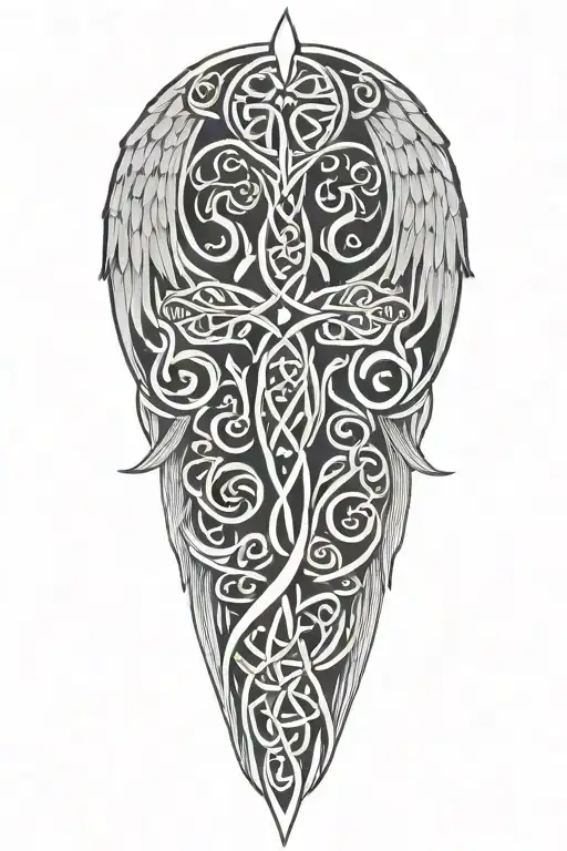 Celtic Criss Wings Floral Background