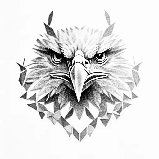 Eagle Perched On A Branch With Intricate Black-grey Shading