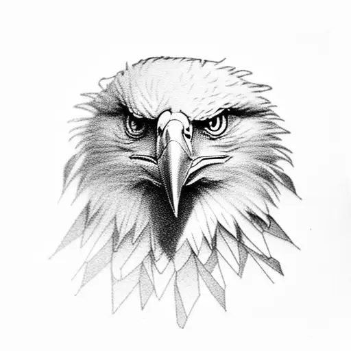 Eagle Perched On A Branch With Intricate Black-grey Shading