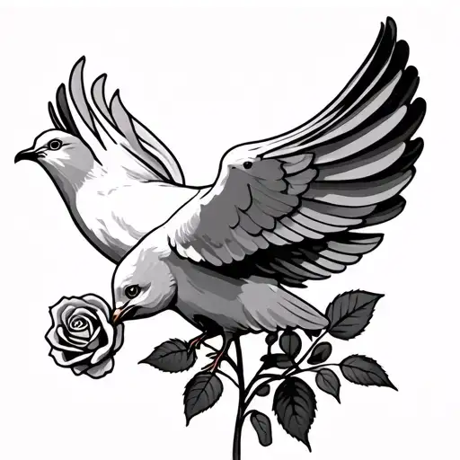 A&r With Dove Holding A Rose