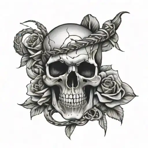 Gun Roses Snakes Wrapped Skull