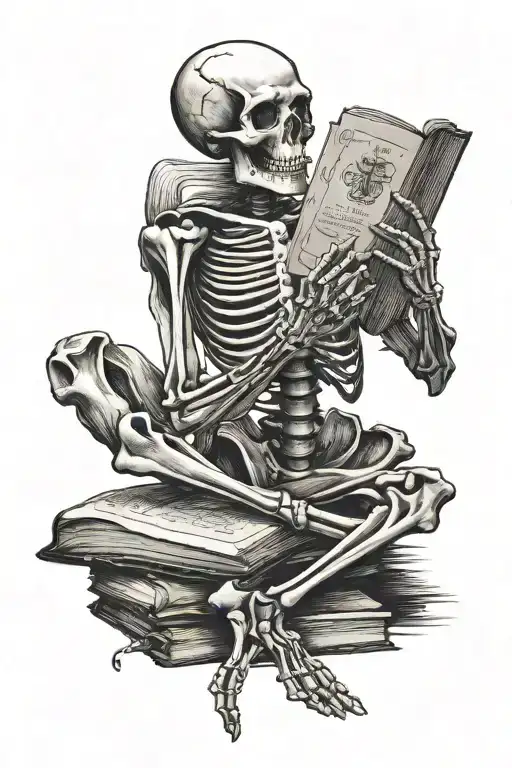 Skeleton Reading Book Standing And Holding The Book By Hand