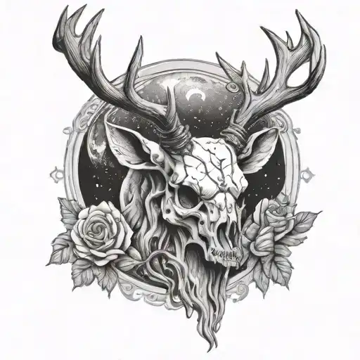 Stag Skull With Moons