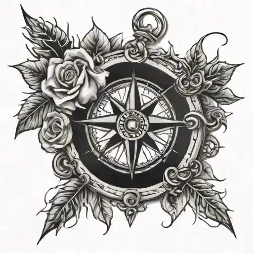 Compass And Roses And Thorns And Coins