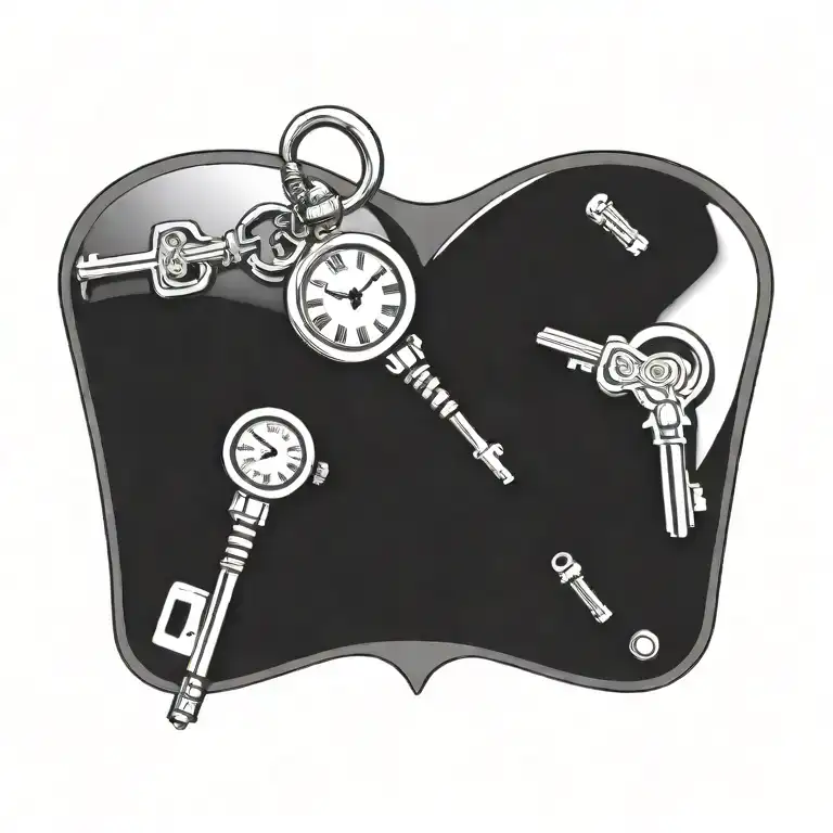 Roman Numeral Pocket Watch Locket With Keys