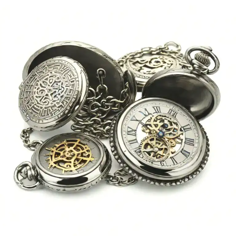 Roman Numeral Pocket Watch Locket With Keys