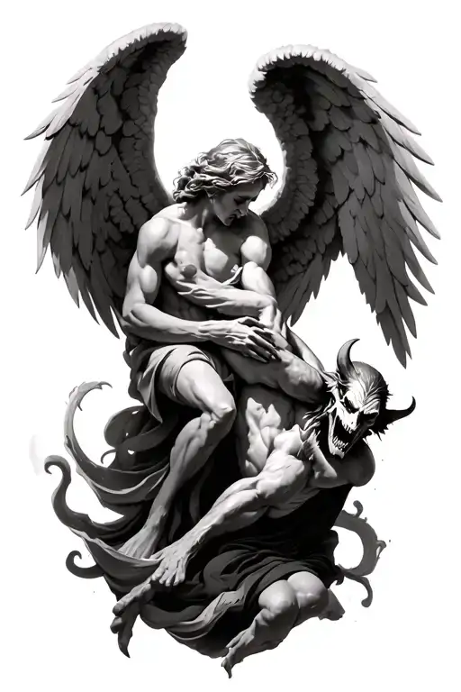 Angel Fighting A Demon