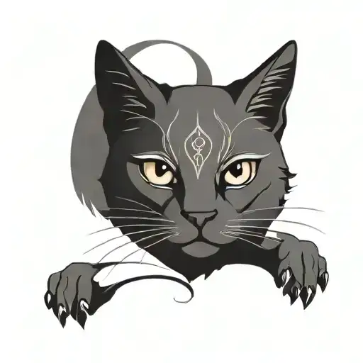 Minimalist Lotr Fantasy Style Tattoo Of A Cat