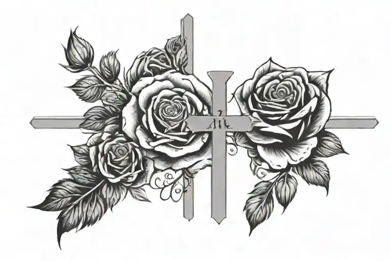 Rose Around Roman Numerals With A Cross