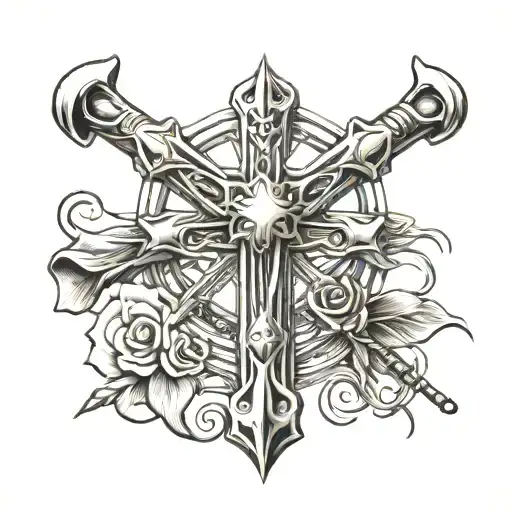 Cross Made Of Fishing Rods