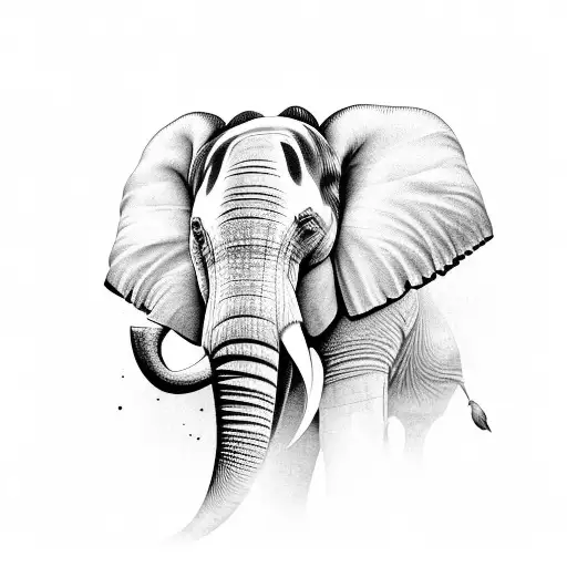 Elephant With Peacock Feathers In The Background