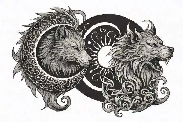 Skoll And Hati Sun And Moon