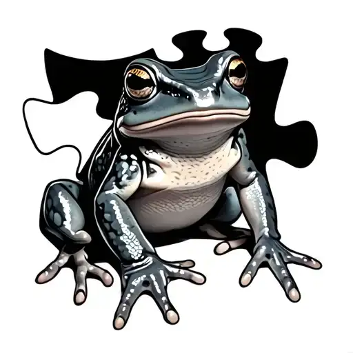 Puzzle Piece Incorporated With Frog Sitting