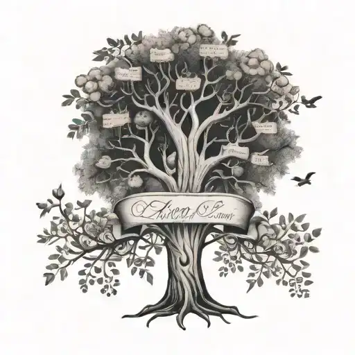 A Family Tree With Names Written