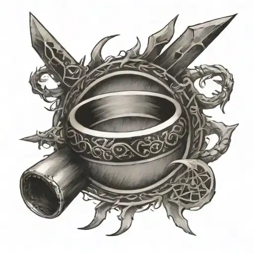 The One Ring Surrounded By The Weapons Of The Fellowship