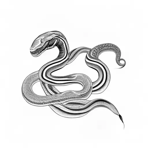 Black Snake And White Snake Twisted With Red Leaves