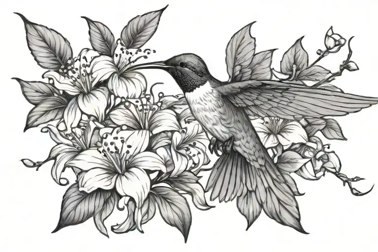 Humming Bird On Dogwood Flowers