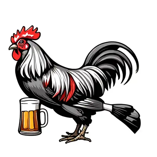 Rooster Drinking A Beer