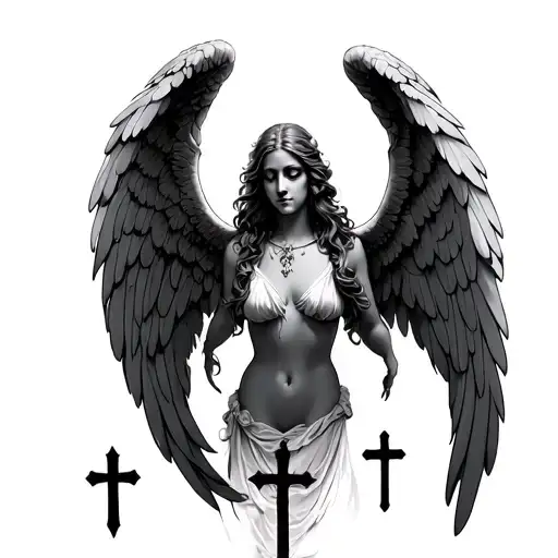 Angel With Crosses At The Bottom