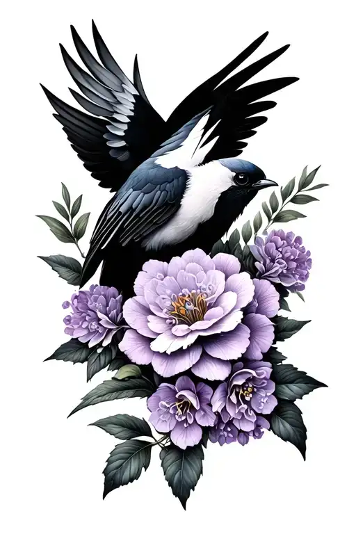 Lilac Flowers Intertwined Bird