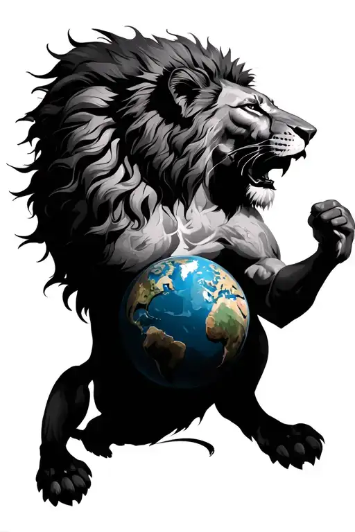 Atlas Holding The World With A Lion