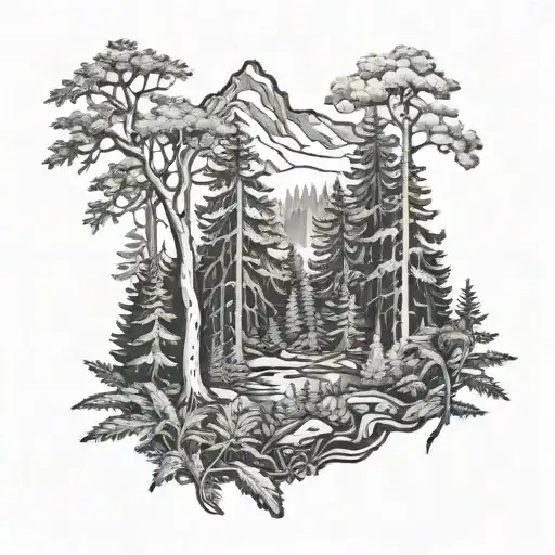 Northwest Forest Scene With A Hidden