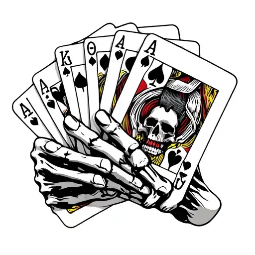 Skeleton Hand Holding Cards