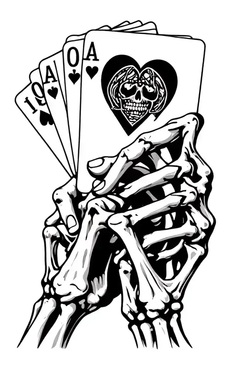Skeleton Hand Holding Cards