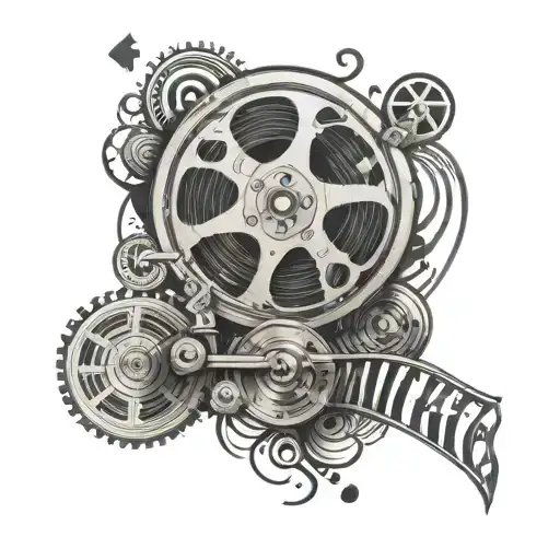 70'S Style Movie Reel With Trippy Patterns And Jazz Music Notes