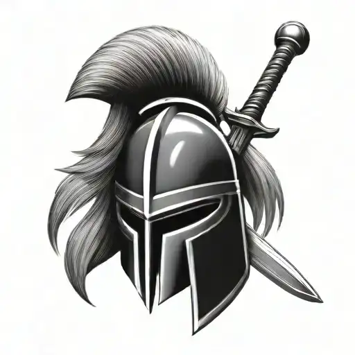 Sparta Helmet And A Sword