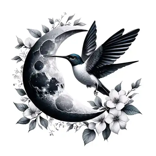 Moon And Humming Bird