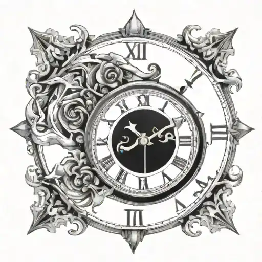 Clock With Sagittarius Hour Hand With Tiny Gothic Edges