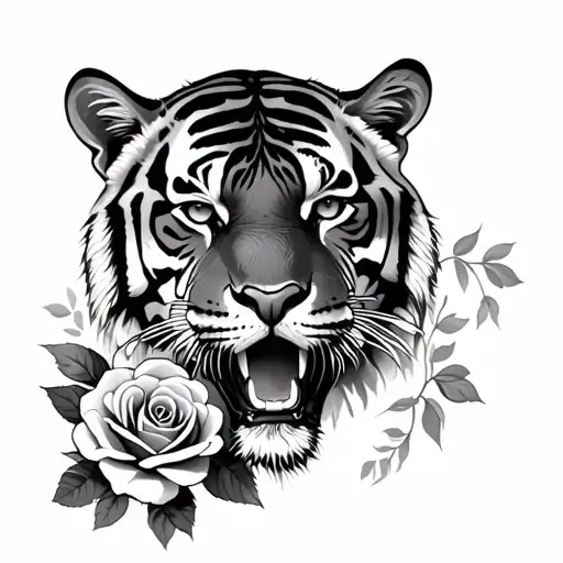 Tiger And Roses