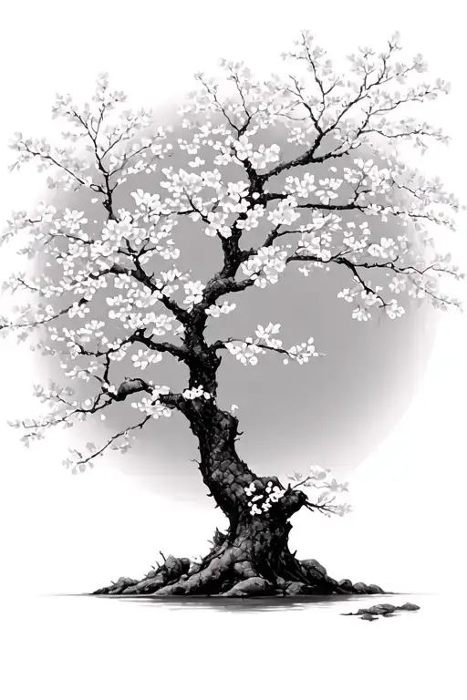 Japanese Style White Cherry Blossom Tree Anyone Filler