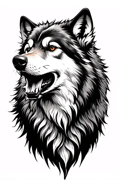 Wolf Howling Tattoo