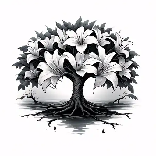 Tree Of Life With Lillies