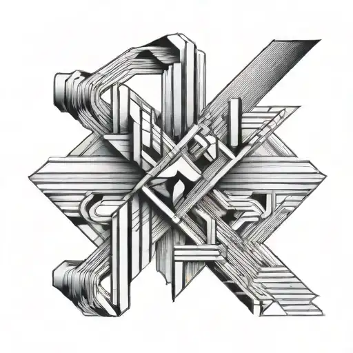 Bicep Bands Alternating With Lines Geometrical Desing