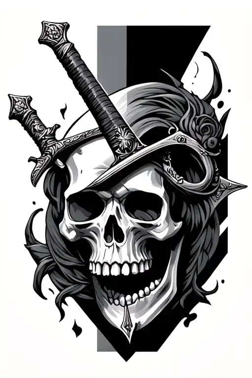 Skull With Sword Up Through It