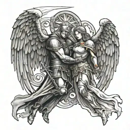 Templar And Angel With Wings