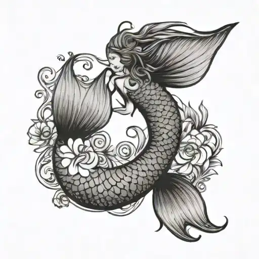 Mermaid Tail With Pisces Symbol