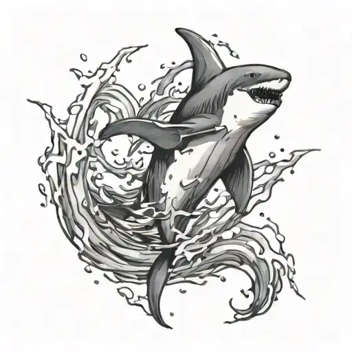 Sharks Going Around A Penguin In A Figure 8 Motion Penguin Happy And Splashing