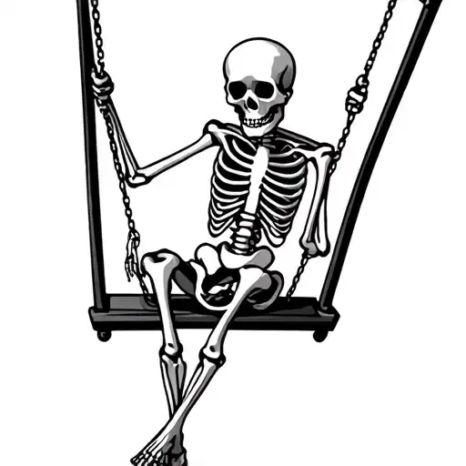 Skeleton In A Swing Hanging