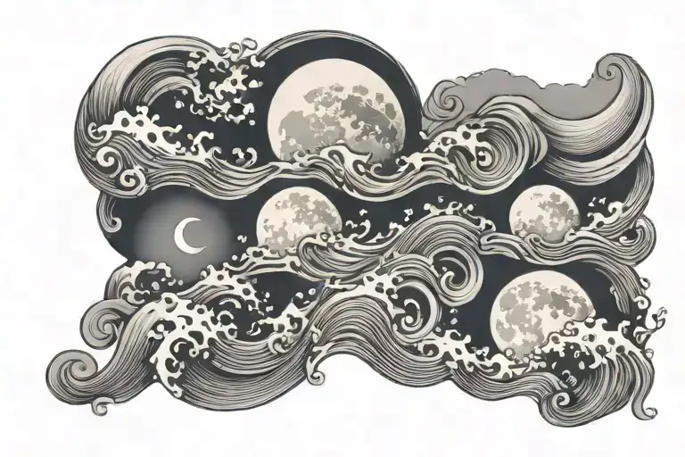 Moon Sequence With Waves Coming