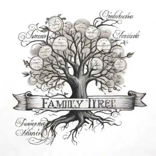 A Family Tree With Names Written
