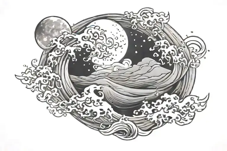 Moon Sequence With Waves